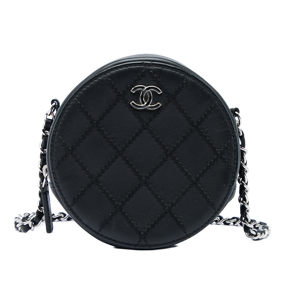 Pre-Loved Chanel Quilted Lambskin Ultimate Stitch Round Clutch with Chain